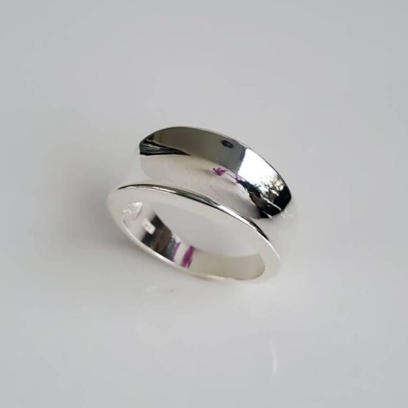 Concave Ring - Solid Sterling Silver Ring - 925 Stamped, Boho Chic, Bali, - Picture 7 of 9